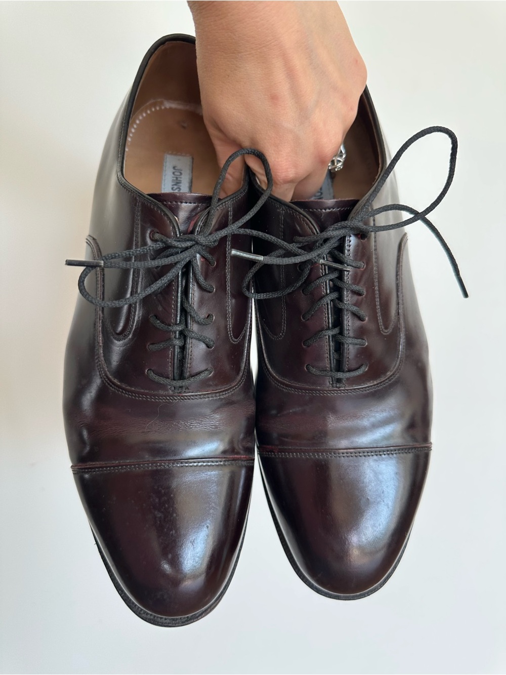 Johnston & Murphy Men's Burgundy Cap-Toe Oxfords
